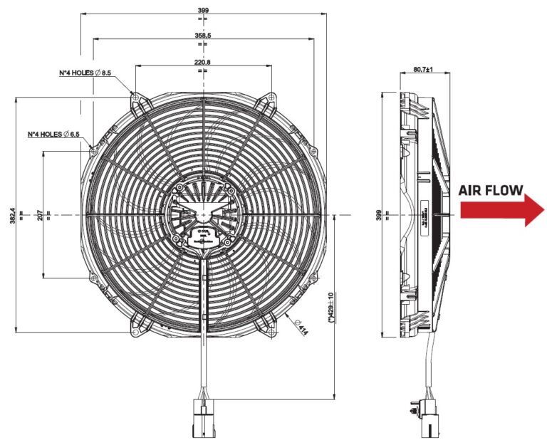 386 mm Spal Brushless Suction Fan 12 V VA91ABL326P/N65A Universal