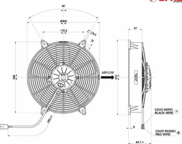 280 mm Spal Suction Fan 24V - VA59-BP70/LL-37A - Image 2