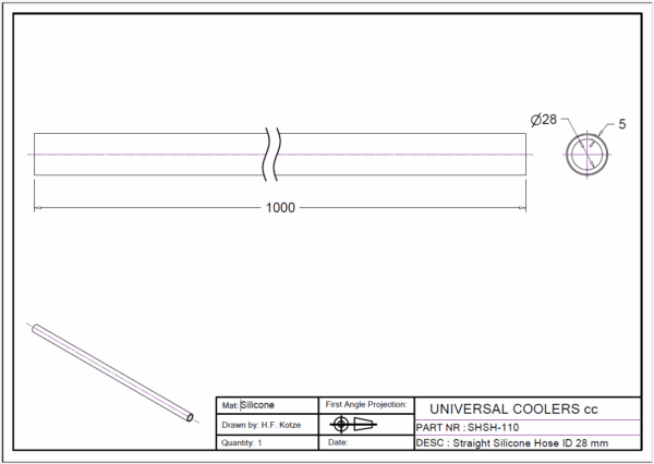 Straight Hose 28 mm ID, 1 m long (SHSH-110) - Image 2