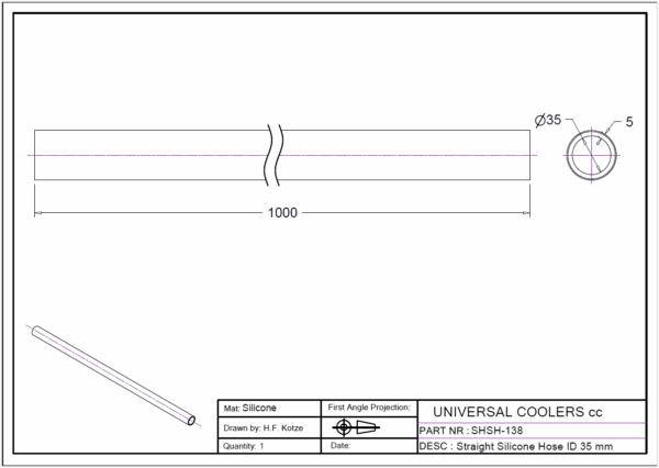Straight Hose 35 mm ID, 1 m long (SHSH-138) - Image 2