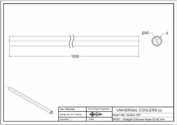 Straight Hose 40 mm ID, 1 m long (SHSH-157) - Image 2