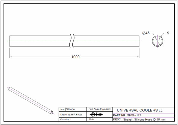 Straight Hose 45 mm ID, 1 m long (SHSH-177) - Image 2