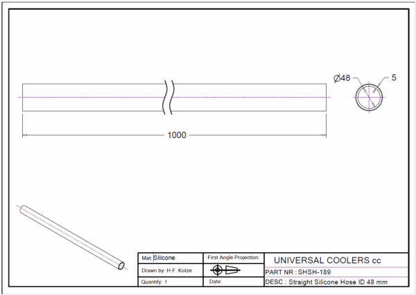 Straight Hose 48 mm ID, 1 m long (SHSH-189) - Image 2