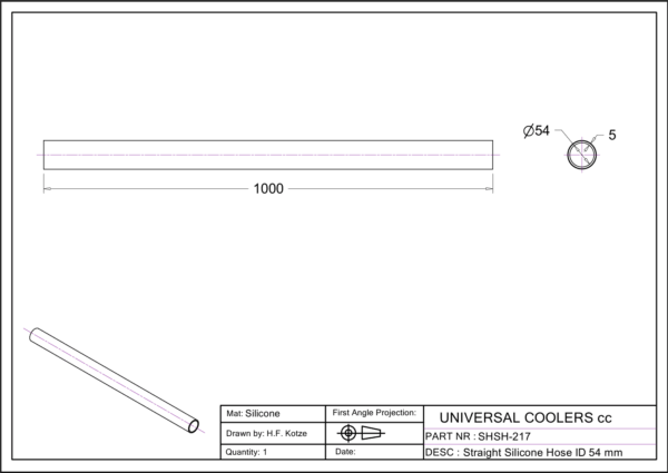 Straight Hose 54 mm ID, 1 m long (SHSH-217) - Image 2