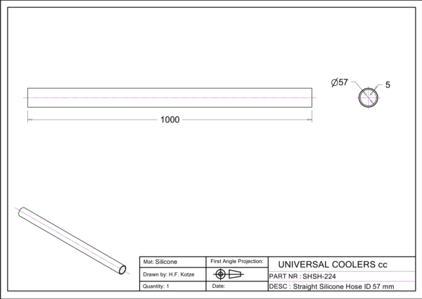 Straight Hose 57 mm ID, 1 m long (SHSH-224) - Image 2