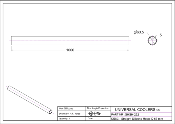 Straight Hose 63 mm ID, 1 m long (SHSH-252) - Image 2