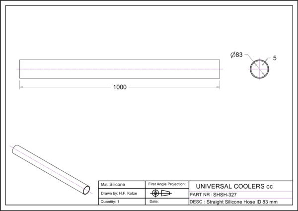Straight Hose 83 mm ID, 1 m long (SHSH-327) - Image 2