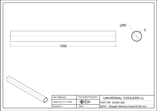 Straight Hose 89 mm ID, 1 m long (SHSH-350) - Image 2