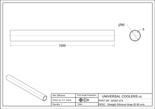 Straight Hose 95 mm ID, 1 m long (SHSH-374) - Image 2