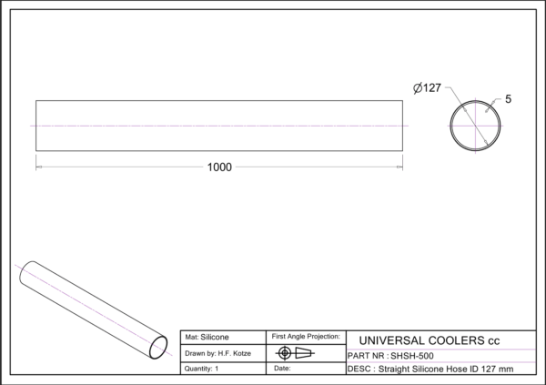 Straight Hose 127 mm ID, 1 m long (SHSH-500) - Image 2