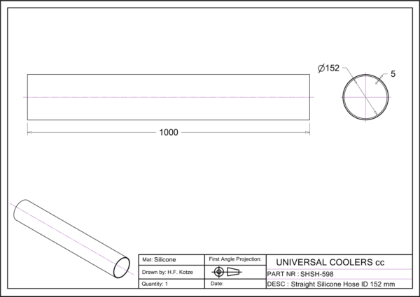 Straight Hose 152 mm ID, 1 m long (SHSH-598) - Image 2