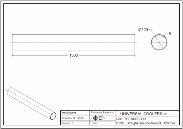 Straight Silicone 120 mm dwg
